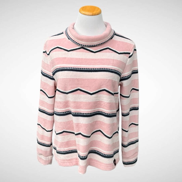 NWT Mountain and Isles Fleece Striped Turtleneck Sweatshirt - Picture 1 of 9